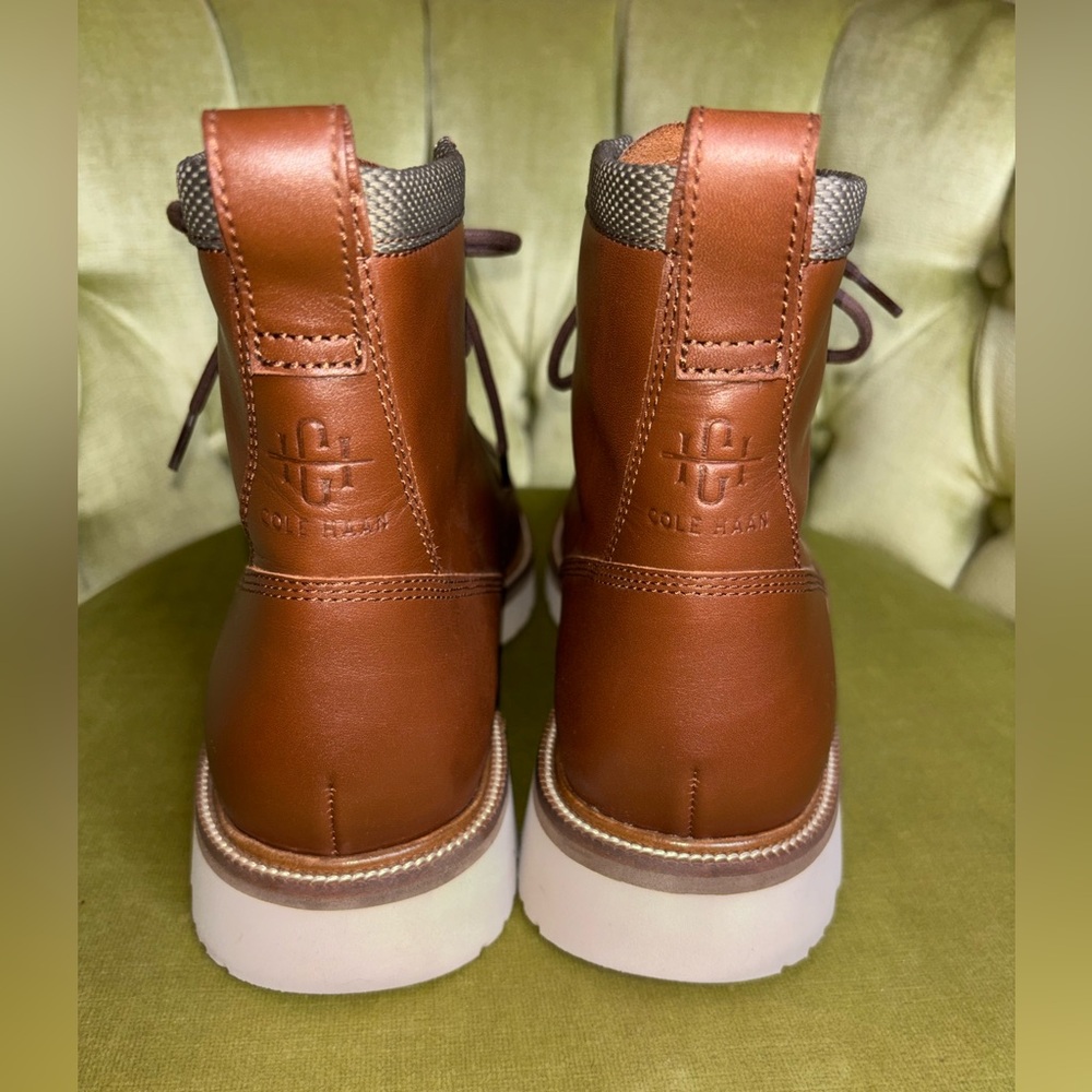 COLE HAAN American Classics Plain Toe Boot Waterproof British Tan /Egret Size 12 - Picture 11 of 11